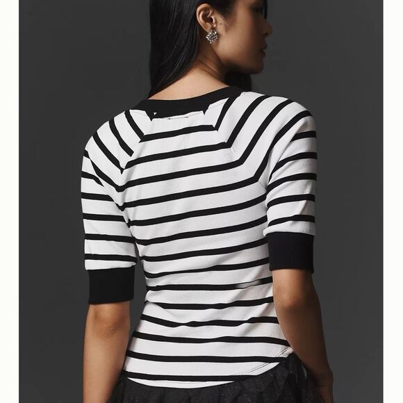 Anthropologie Maeve Half-Sleeve Henley Tee - Picture 3 of 9